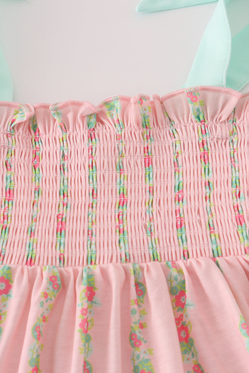 Pink Floral Smocked Mom & Me Dress