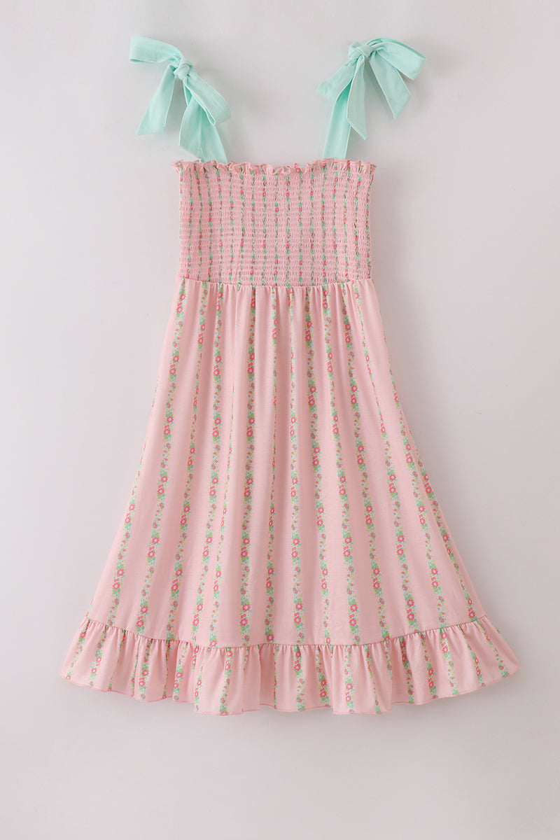 Pink Floral Smocked Mom & Me Dress