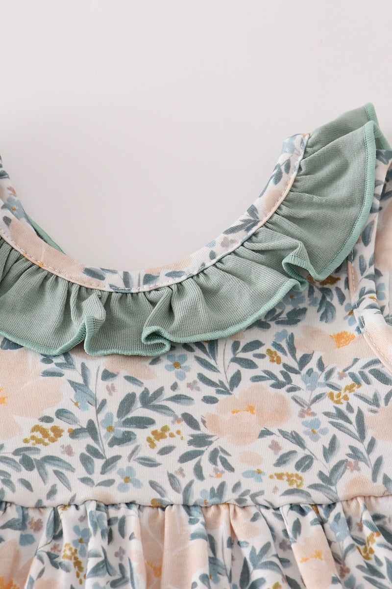 Fall Floral Print Ruffle Bloomer Set