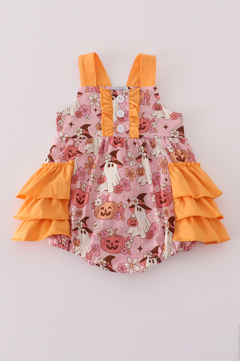 Pink Pumpkin Ghost Ruffle Bubble
