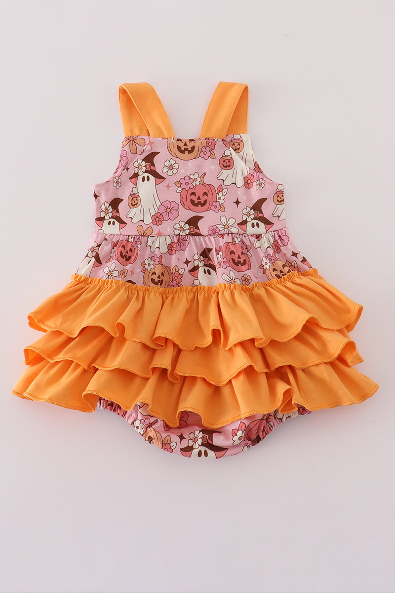 Pink Pumpkin Ghost Ruffle Bubble