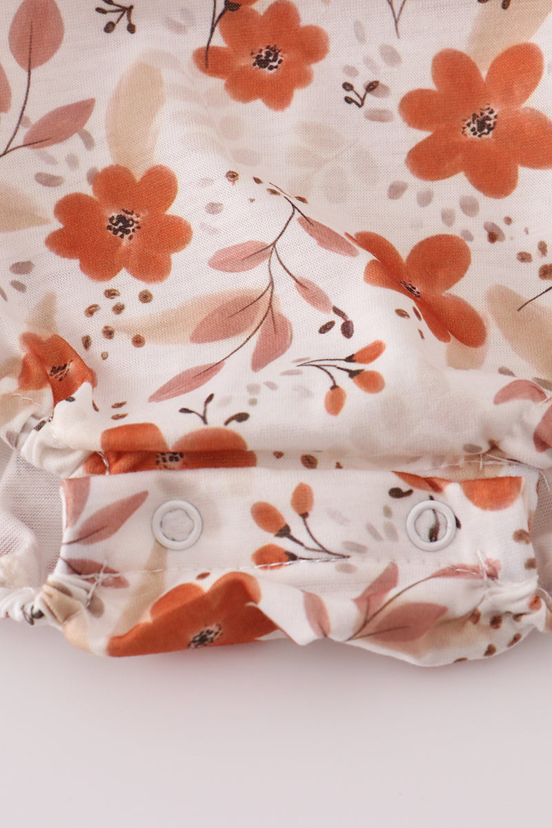 Fall Floral Print Smocked Bubble