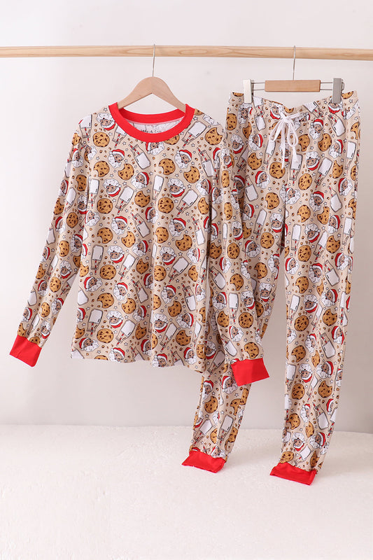 Santa Milk Biscuits Bamboo Mom Pajamas Set