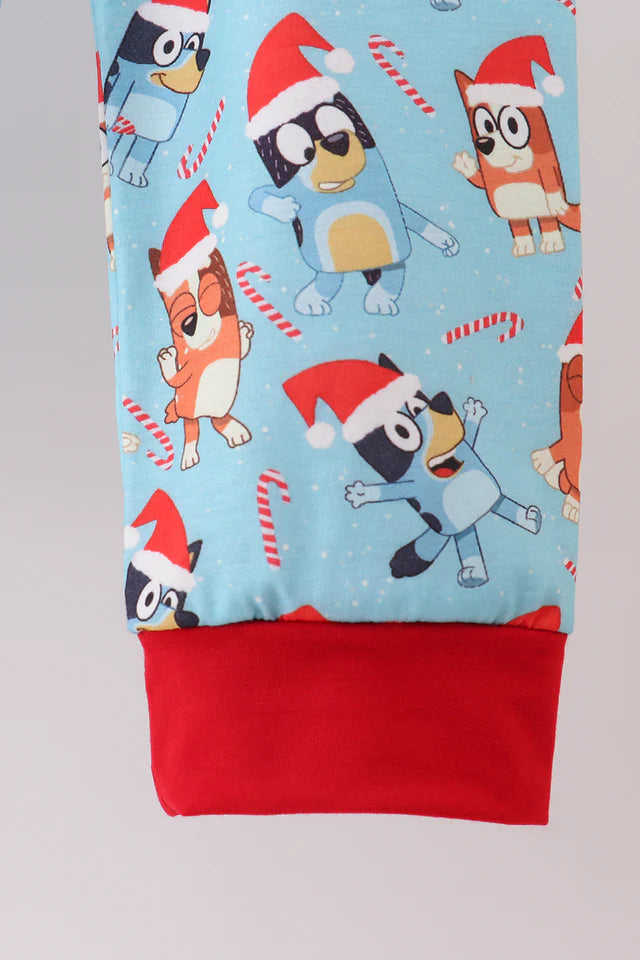 Blue Christmas Character Print Pajamas Pants Set