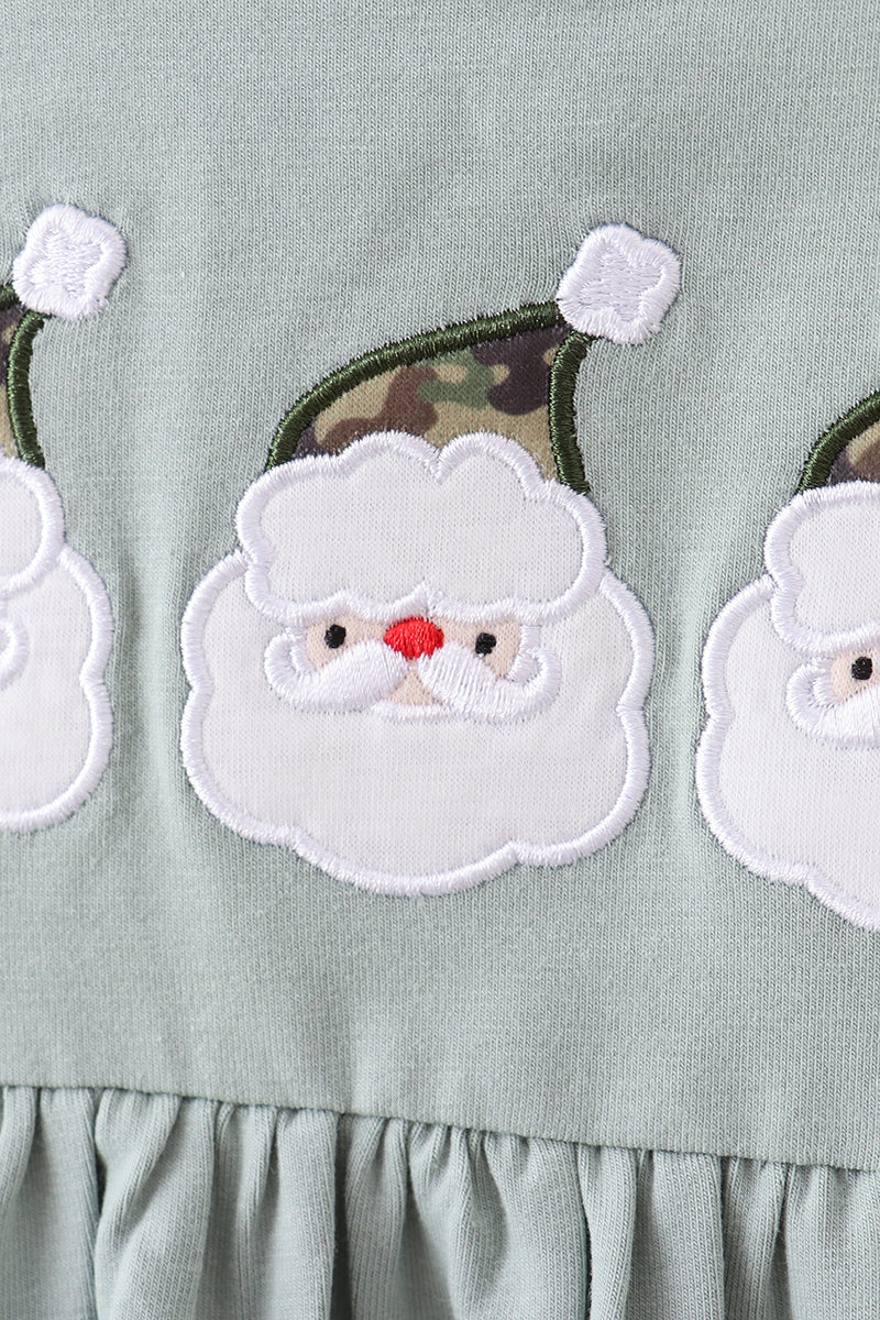 Camouflage Santa Claus Applique Ruffle Pants Set