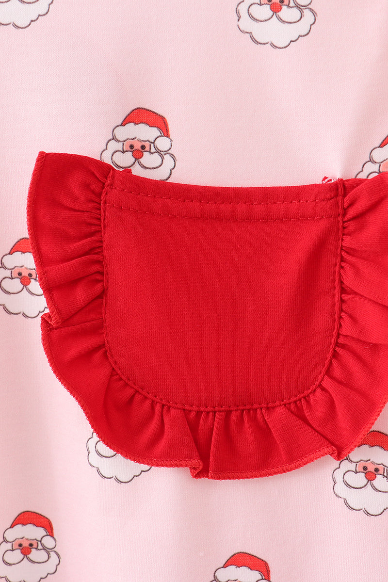Christmas Santa Claus Print Ruffle Pants Set