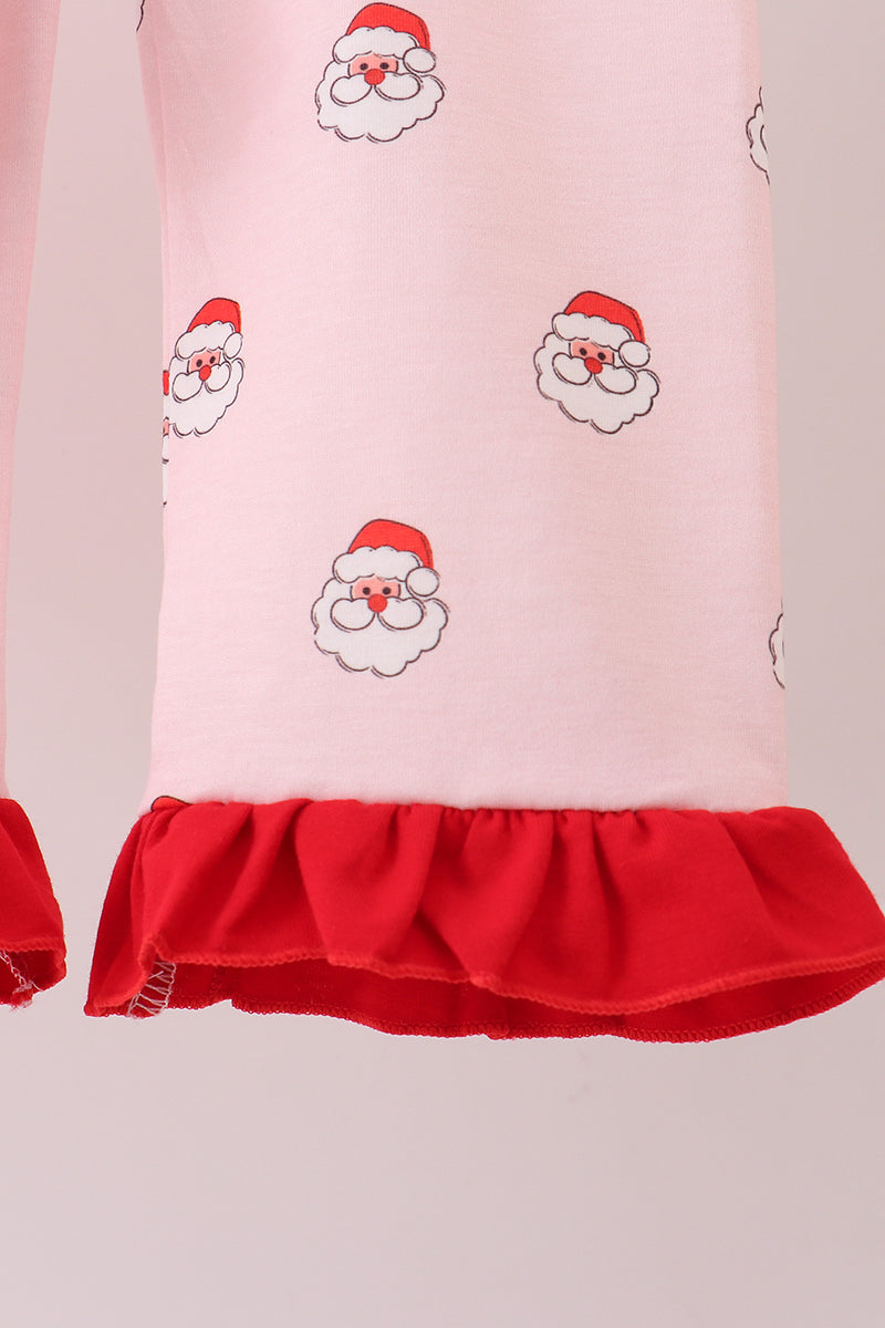 Christmas Santa Claus Print Ruffle Pants Set