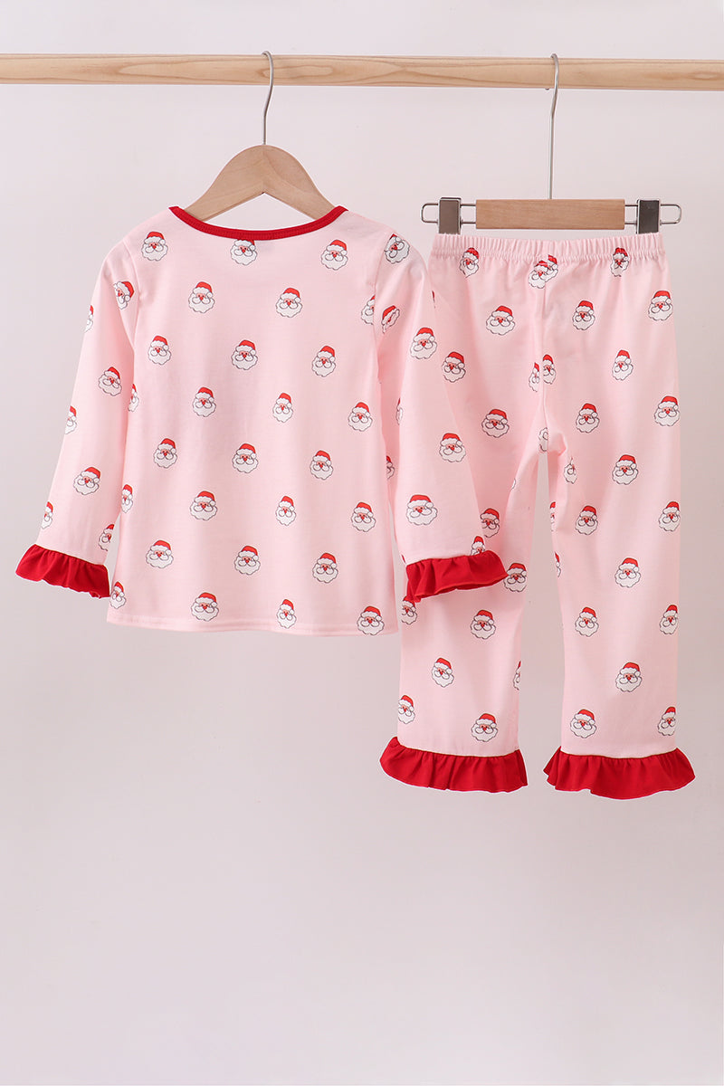 Christmas Santa Claus Print Ruffle Pants Set