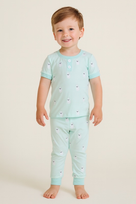 Green Ghost Embroidery Pajamas Set