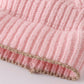Pink Cross Cable Knit Pom Pom Beanie Hat Baby Toddler Adult