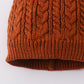 Rust Cable Knit Pom Pom Beanie Hat Baby Toddler Adult