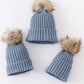 Slate Knit Pom Pom Beanie Hat Baby Toddler Adult