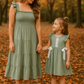 Sage Smocked Tiered Mom Dress