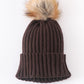 Brown Knit Pom Pom Beanie Hat Baby Toddler Adult