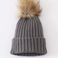 Grey Knit Pom Pom Beanie Hat Baby Toddler Adult