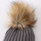 Grey Knit Pom Pom Beanie Hat Baby Toddler Adult