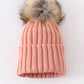 Coral Pink Knit Pom Pom Beanie Hat Baby Toddler Adult