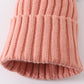 Coral Pink Knit Pom Pom Beanie Hat Baby Toddler Adult