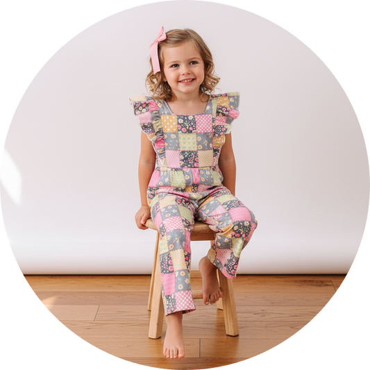 Yellow Floral Checkered Ruffle Jumpsuit