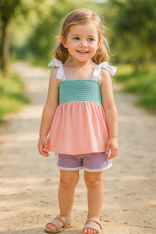 Multicolored Smocked Girl Set
