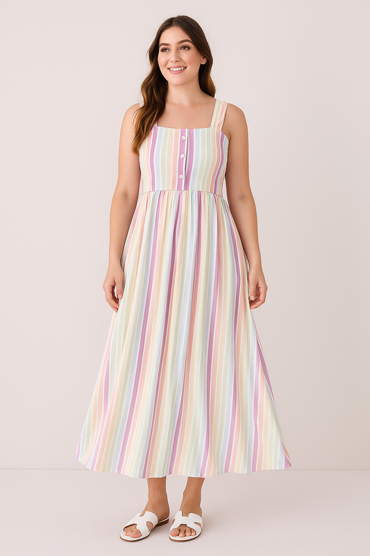 Multicolored Stripe Women Dress