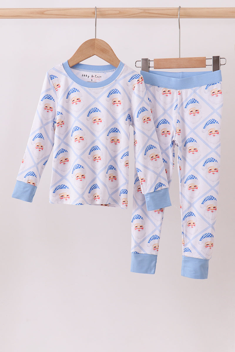Blue Santa Claus Bamboo Pajama Set