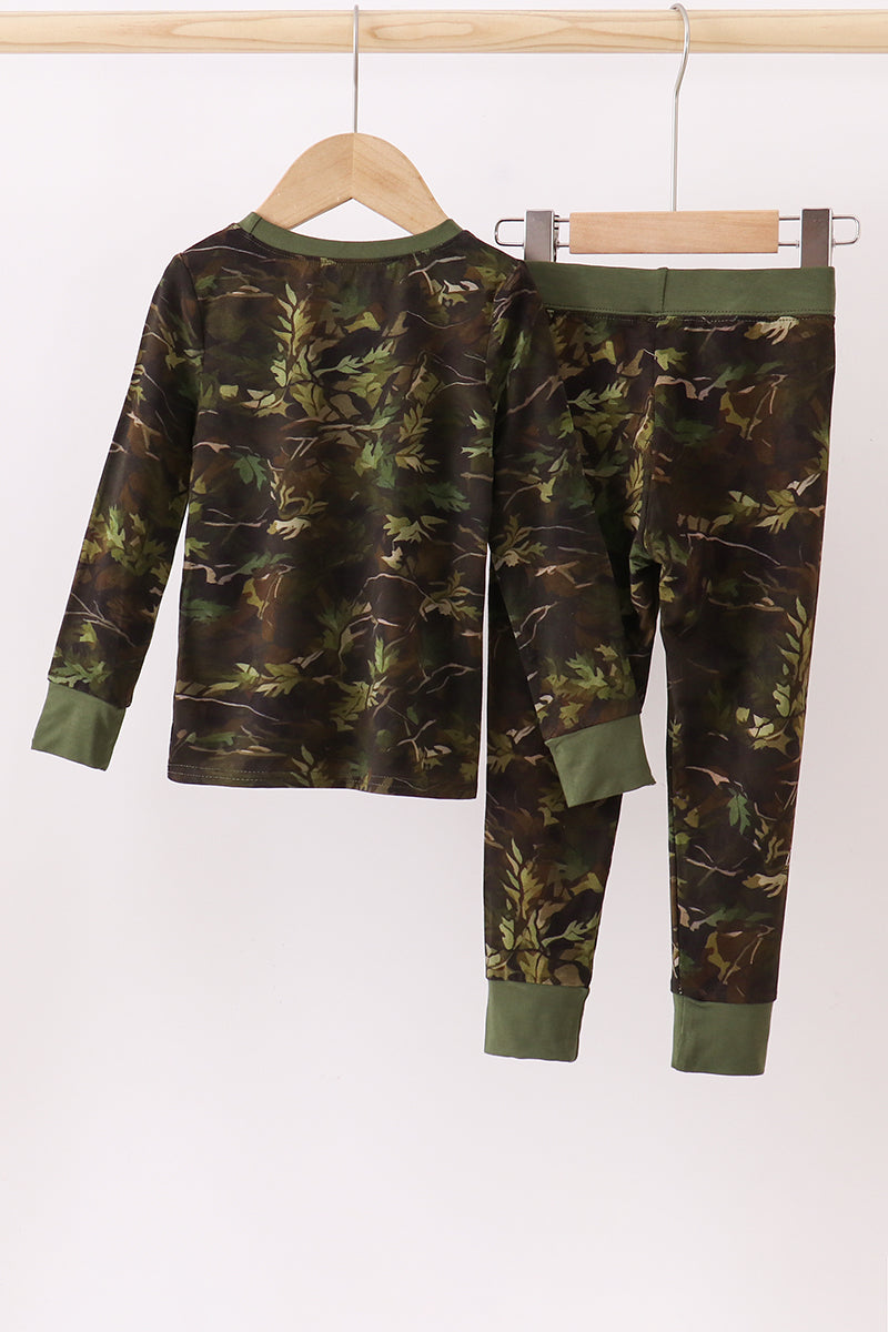 Forest Leaf Camo Bamboo Pajama Pants Set