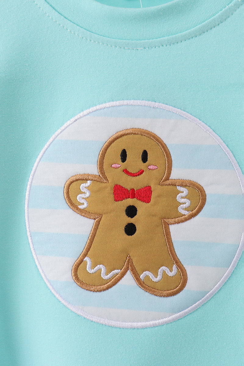 Blue Gingerbread Applique Bubble