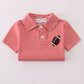 Red Stripe Football Embroidery Button Down Shirt