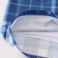 Navy Plaid Crab Embroidery Boy Swim Trunks