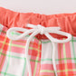 Orange Plaid Crab Embroidery Boy Swim Trunks