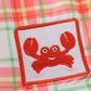 Orange Plaid Crab Embroidery Boy Swim Trunks