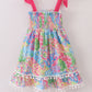 Pink Tropical Smocked Mom & Me Dress