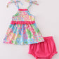 Pink Tropical Floral Girl Bloomer Set