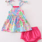 Pink Tropical Floral Girl Bloomer Set