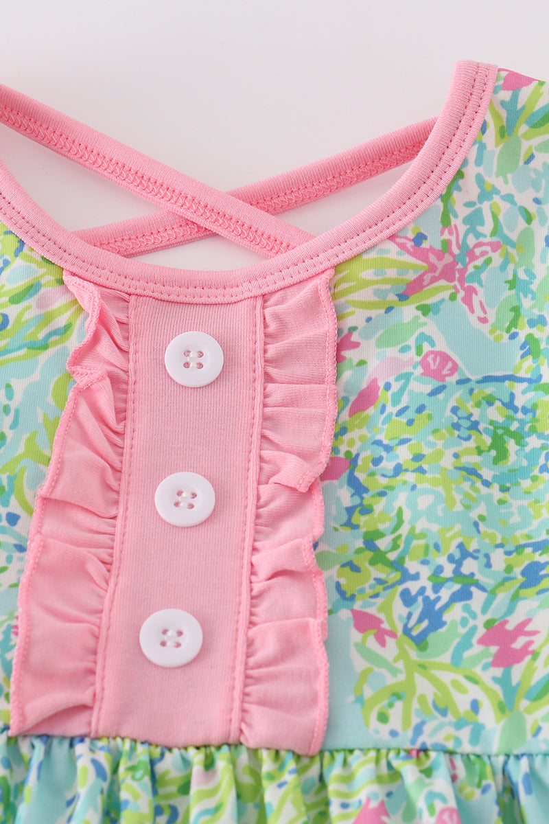 Meadow Breeze Print Girl Ruffle Dress