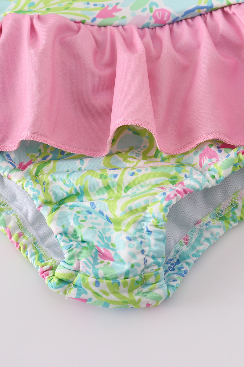 Meadow Breeze Print Girl Swimsuit