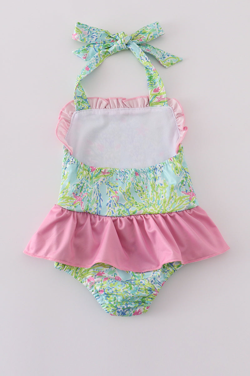 Meadow Breeze Print Girl Swimsuit