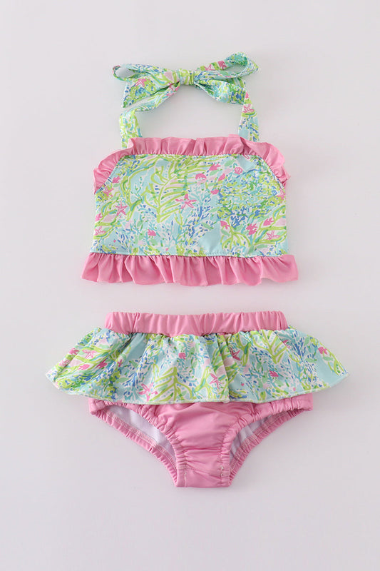 Meadow Breeze Print Girl Swimsuit 2-pc