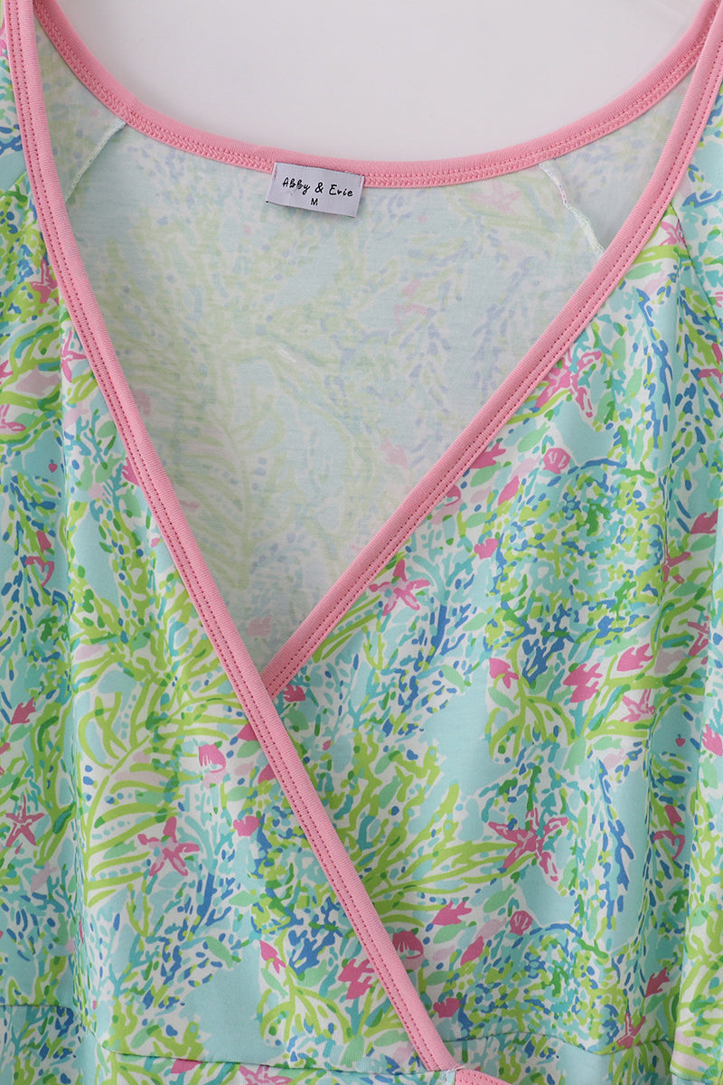 Meadow Breeze Print Adult Ruffle Dress