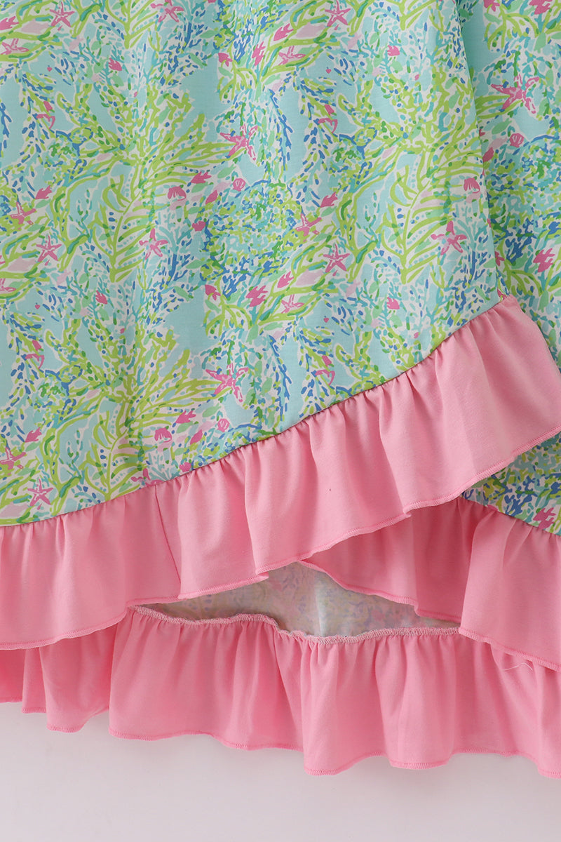 Meadow Breeze Print Adult Ruffle Dress