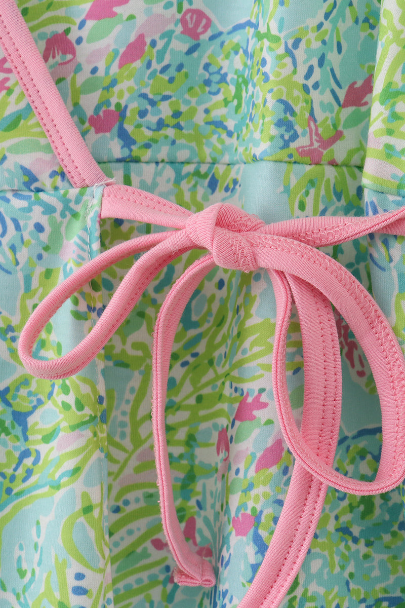 Meadow Breeze Print Adult Ruffle Dress