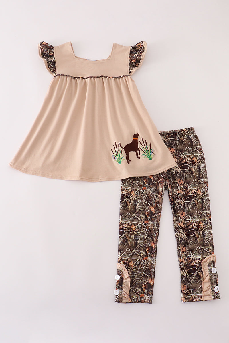 Camouflage Hound Embroidery Pants Set