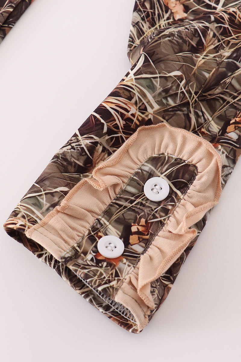 Camouflage Hound Embroidery Pants Set