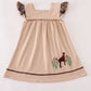 Camouflage Hound Embroidery Ruffle Dress