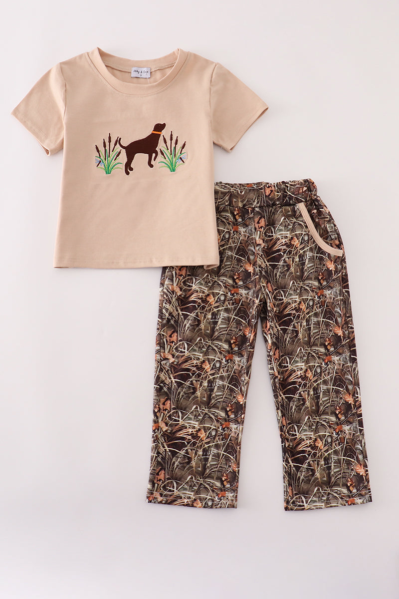Camouflage Hound Embroidery Pants Set