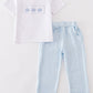Blue Pumpkin Embroidery Plaid Boy Set