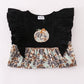 Black Camouflage Pumpkin Applique Ruffle Dress