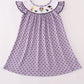 Purple Halloween Dot Witch Embroidery Dress