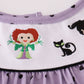 Purple Halloween Dot Witch Embroidery Pants Set